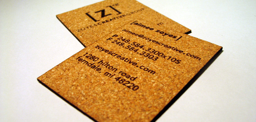 Etched Cork Business Cards